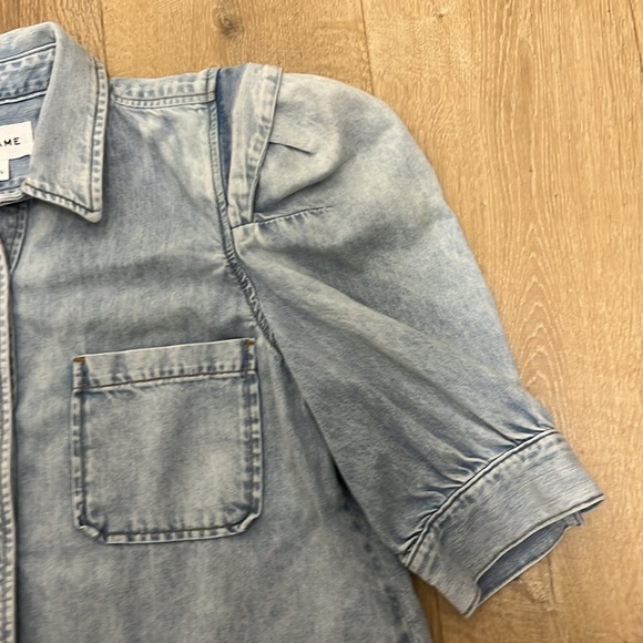 Frame Denim Light Blue Puff Sleeve Top - Picture 4 of 9